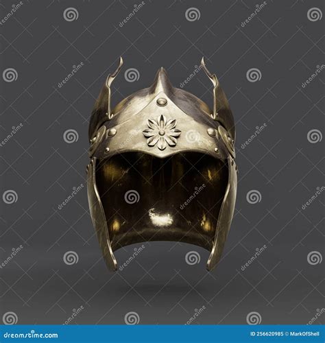 Old Brass Medieval Knight Helmet. from Front View Ancient Warrior Armor ...