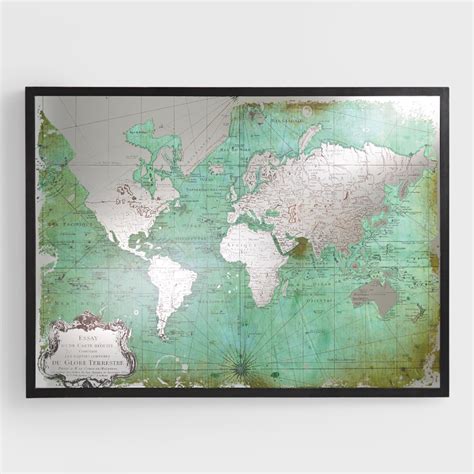 Green Mirrored World Map in 2020 (With images) | World map mural, World ...