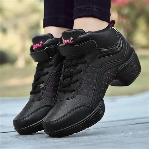 Women Black Sports Feature Dance Sneakers New Woman Breathable Cozy ...