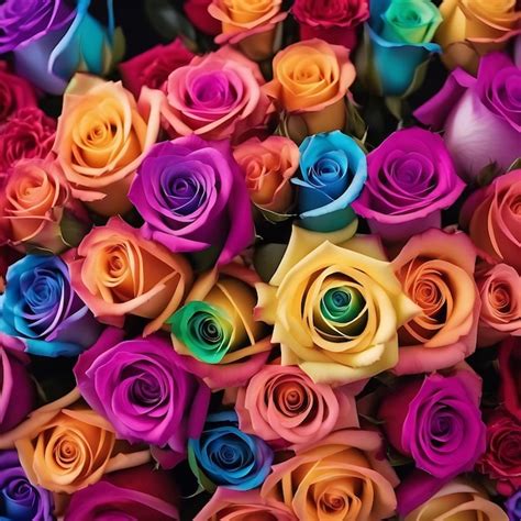 Premium Photo | A bunch of colorful flowers with different colors of ...