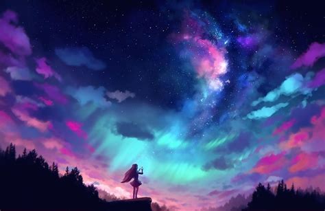 Purple Anime Night Sky Wallpapers - Wallpaper Cave