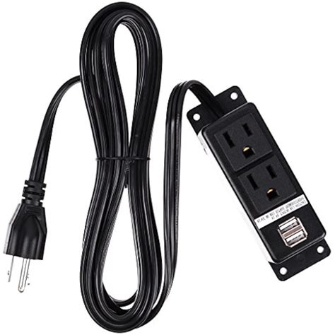 Power Strip With Usb, 2 Outlets USB Ports Extension Cord, 10 Ft Heavy ...