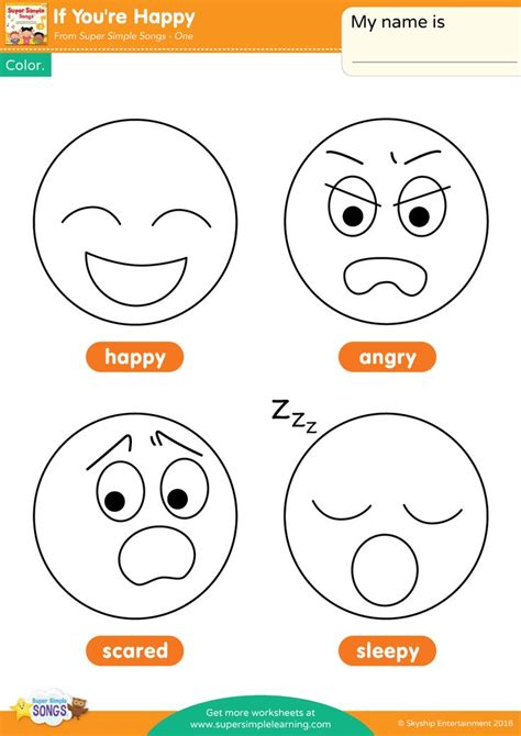 If You're Happy - Color - Super Simple | Emotions preschool, Feelings ...