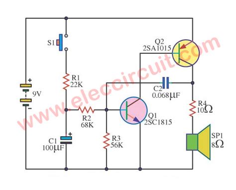 Simple audio alarm with transistor | ElecCircuit.com