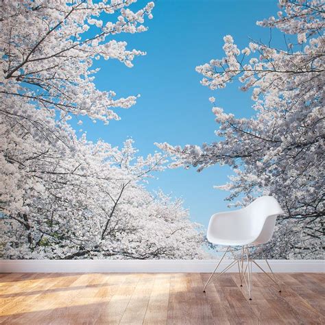 White Cherry Blossom Wall Decal | Cherry Blossom Tree Wall Mural