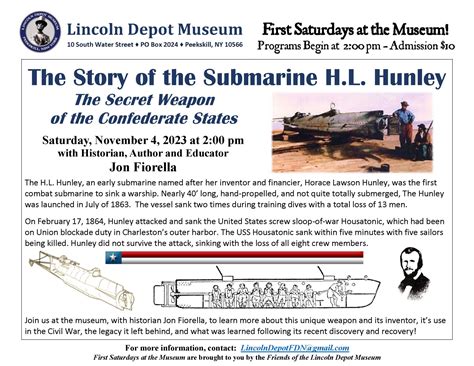 The Story of the Submarine H.L. Hunley - Lincoln Depot Museum Lincoln ...