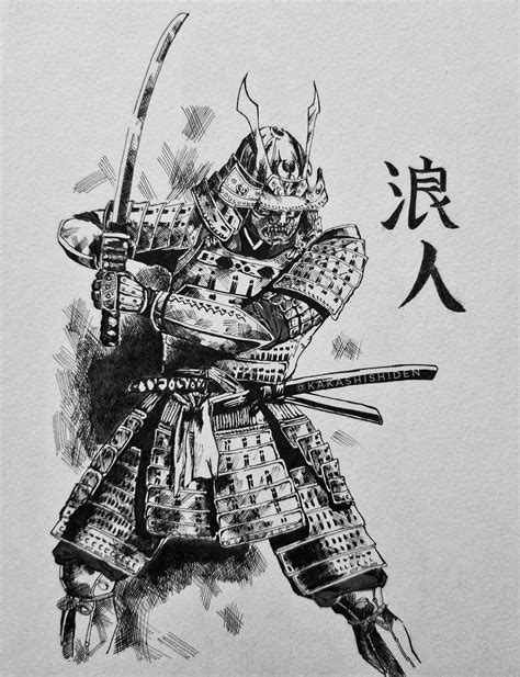 ArtStation - Samurai drawing crosshatch achurado