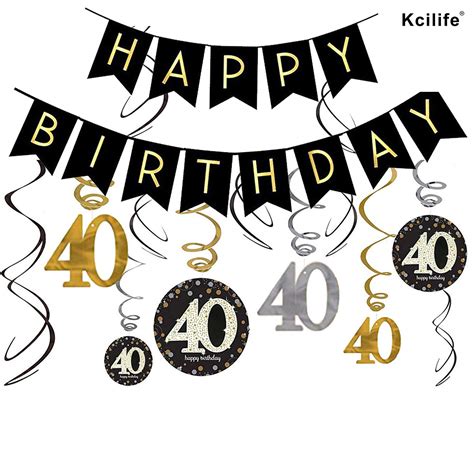 Buy Gold 40th Birthday Decorations,Happy 40th Birthday Banners, Party ...