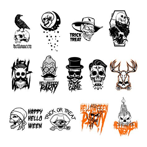 Head Skull Silhouette halloween icon set 20995713 Vector Art at Vecteezy