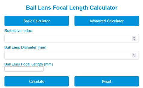 Ball Lens Focal Length Calculator | Online Calculators