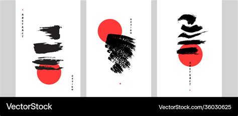 Abstract japanese art design set hand painted Vector Image