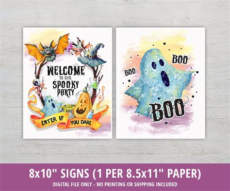 Halloween Party Signs Halloween Posters Watercolor Halloween - Etsy