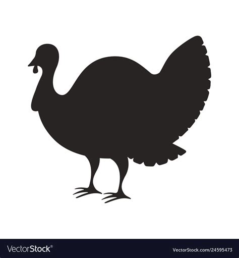 Silhouette turkey on white background Royalty Free Vector