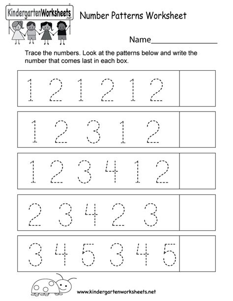 This is a number patterns worksheet. Kids can trace the numbers and ...