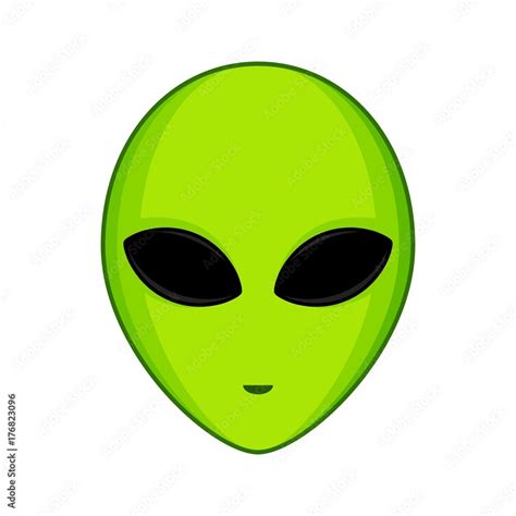 Green Alien face with large eyes isolated on white background ...