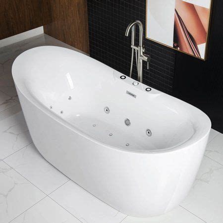 WoodBridge 71" x 32" Whirlpool Water Jetted and Air Bubble Freestanding ...