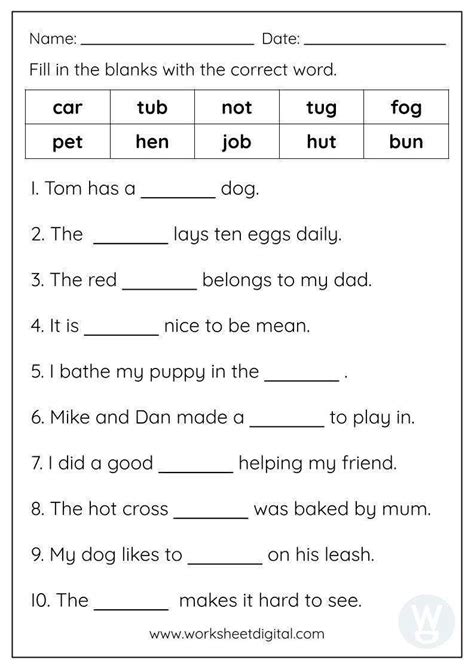 Nouns Fill In The Blanks Worksheet By Teach Simple, 41% OFF