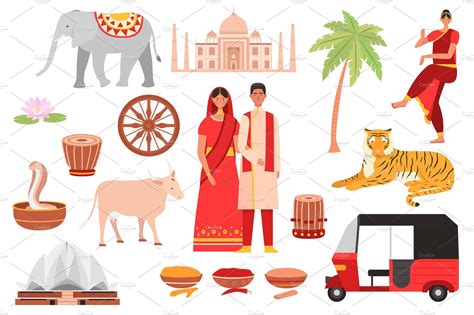 India, indian culture symbols | Graphic Objects ~ Creative Market