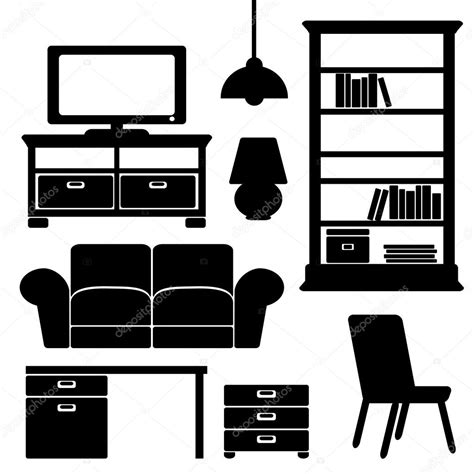 Furniture icons, black vector silhouettes — Stock Vector © TabitaZn ...