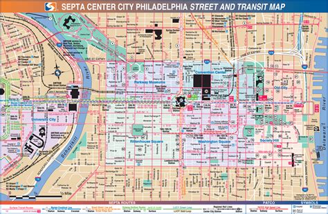 Center City street & transit map | Transit map, Center city ...