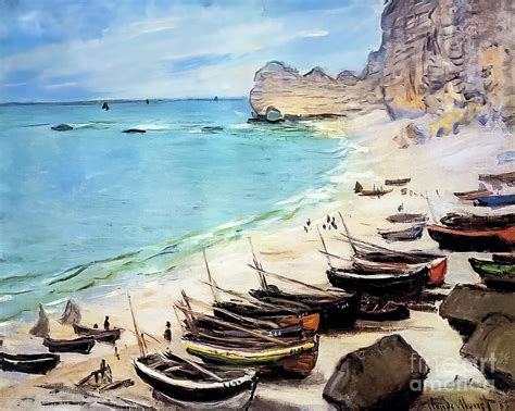 Boats on a Beach at Etretat by Claude Monet 1883 Painting by Claude ...