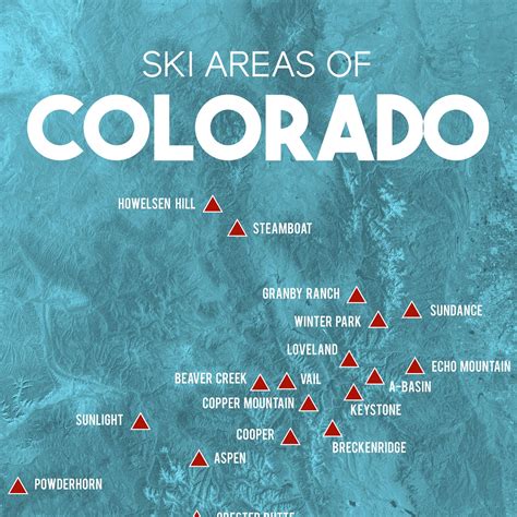 Colorado Ski Areas Map 18x24 Printable Colorado | Etsy