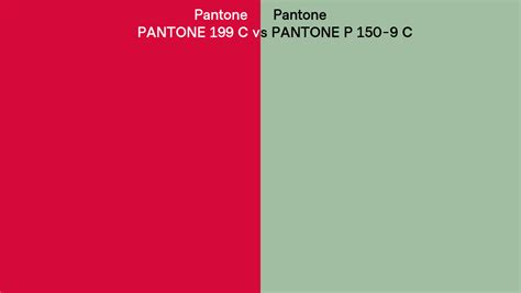 Pantone 199 C vs PANTONE P 150-9 C side by side comparison