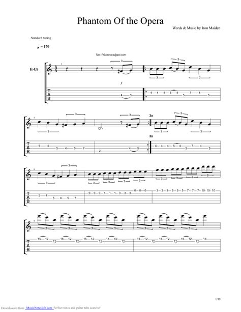 Phantom of the opera iron maiden guitar tabs - vvtiacme