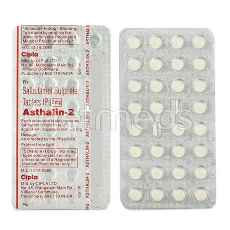 Buy Asthalin 2mg Tablet 30'S Online at Upto 25% OFF | Netmeds