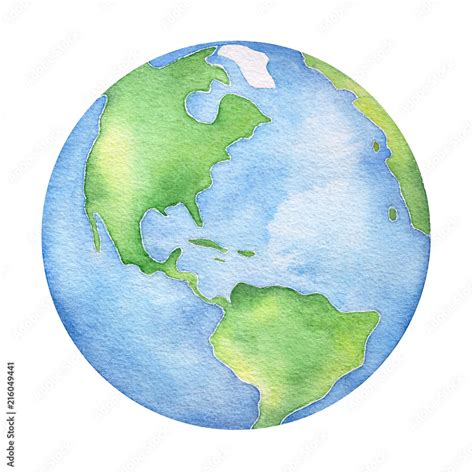 Planet Earth water color illustration. Symbol of life, nature ...