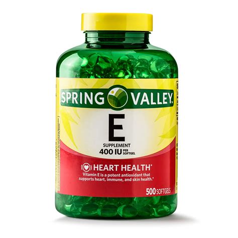 Spring Valley Vitamin E Vitamins & Supplements, 1 Softgel, 500 Ct ...