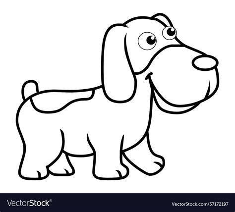 Happy dog cartoon black line drawing Royalty Free Vector