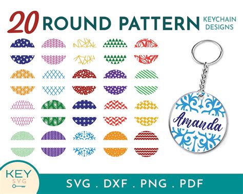 Round Keychain Svg Circle Patterns Svg Acrylic Keychain Svg - Etsy