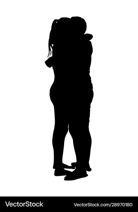 Boy and girl in love hugging silhouette together Vector Image