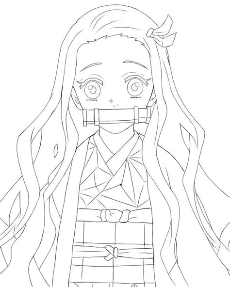 Nezuko Kamado Drawing Step by Step Instructions Chibi Drawings, Outline ...