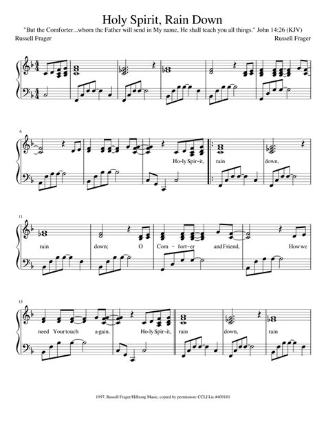 Holy Spirit Rain Down sheet music for Piano download free in PDF or MIDI