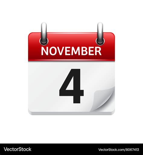 November 4 flat daily calendar icon date Vector Image