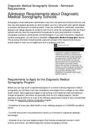 Diagnostic Medical Sonography Schools - Admission Requirements