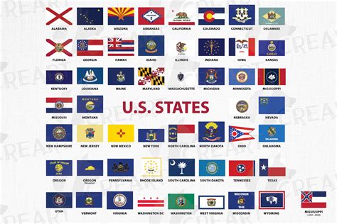 USA Capital and States Flags Collection for Print 50 US State - Etsy