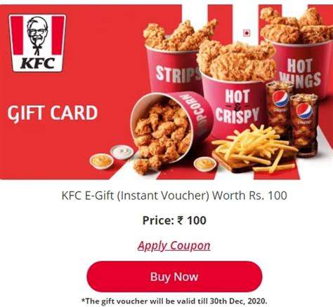 KFC- Get KFC Gift Card at flat 30% Off