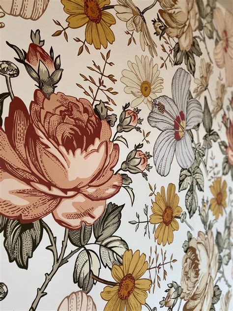 Vintage botanical wallpaper traditional wallpaper roll | Etsy