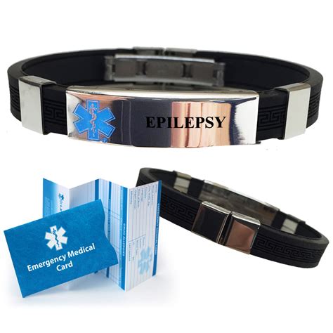 Pre-engraved “EPILEPSY” DESIGNER Medical Alert Bracelet. Choose From a ...