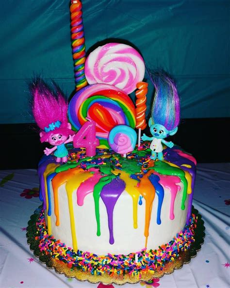 Trolls Themed Birthday Cake