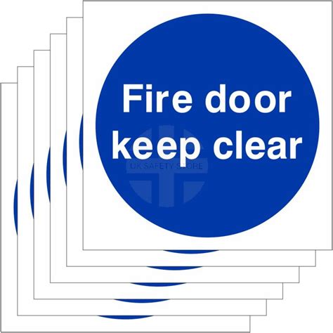 6-Pack Fire Door Keep Clear Signs | UK Safety Store