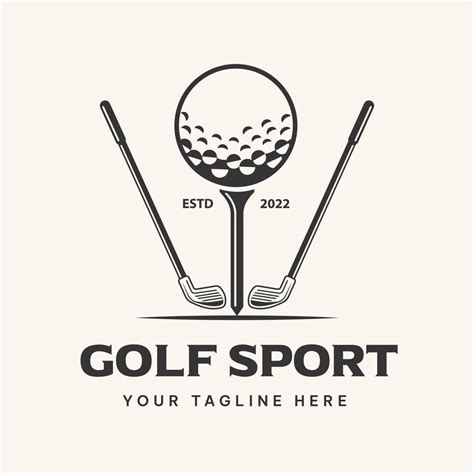 Golf club logo design with stick and ball on tee. Vector illustration ...