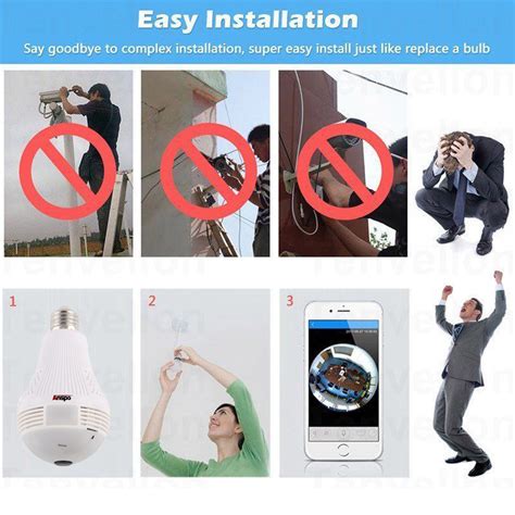 360°HD Wifi Bulb Hidden IP Camera Panoramic Home Security Spy Cam Light ...