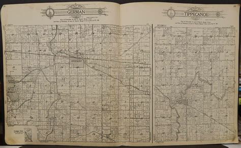 Indiana Marshall County Map German & Tippecanoe Township 1922 Dbl Pg ...