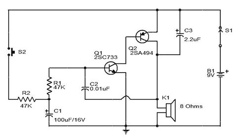 Siren Circuit diagram using two Transistors - Gadgetronicx