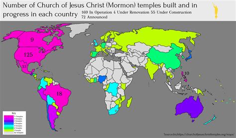 Number of Church of Jesus Christ (Mormon) temples built or in progress ...