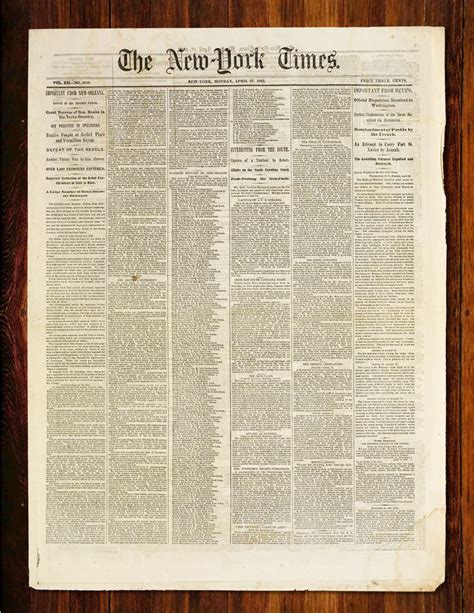 Original New York Times newspapers from the Civil War, 1861 to 1865 ...